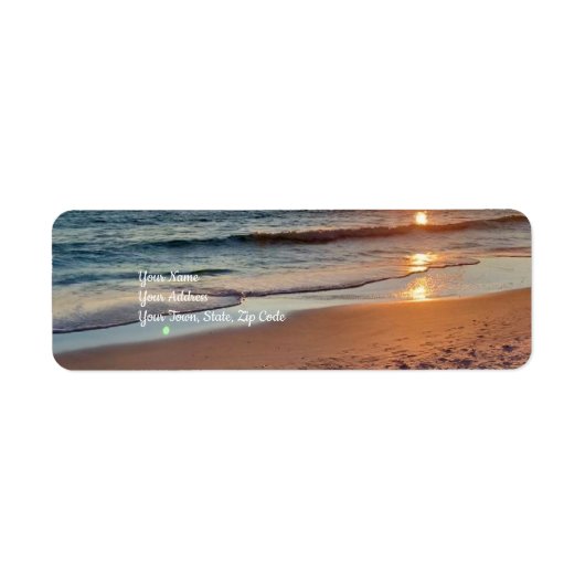 Étiquette Coucher de soleil sur la plage océanique côtière (Devant)