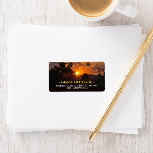Étiquette Coucher du soleil du soir, Mariage rustique (En situation)