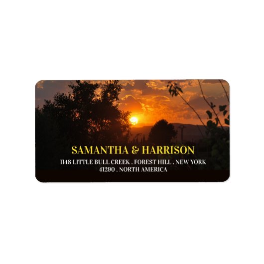 Étiquette Coucher du soleil du soir, Mariage rustique (Devant)