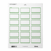 Étiquette Couleur blanche avec des bordures vert mince (Feuille entière)