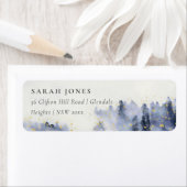 ÉTIQUETTE COULEUR D'EAU BLEU EN ENCRE ADRESSE DU PAYSAGE D'A (En situation)