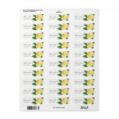 ÉTIQUETTE COULEUR D'EAU JAUNE CHÈRE ADRESSE FLORALE (Feuille entière)