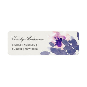 ÉTIQUETTE COULEUR D'EAU LAVÉE ROSE PURPLE ADRESSE FLORALE