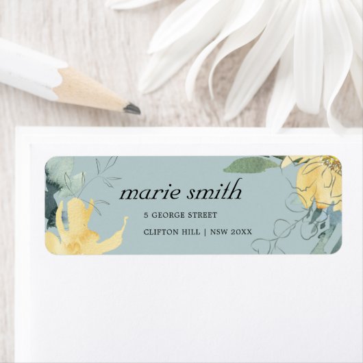 ÉTIQUETTE COULEUR D'EAU VERTE GRISE PROPRE JAUNE ADRESSE FLO (En situation)