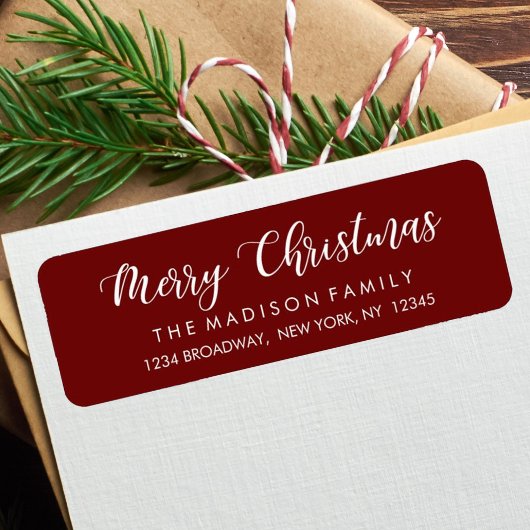 Étiquette COULEUR MODIFIÉE Joyeux Noël Adresse de vacances