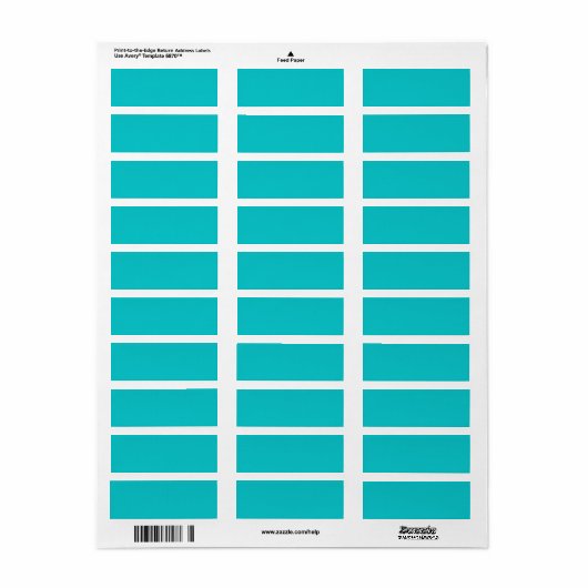 Étiquette Couleur solide clair turquoise (Feuille entière)