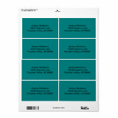 Étiquette Couleur solide turquoise (Feuille entière)