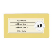 Étiquette Couleur uni jaune avec monogramme (Devant)