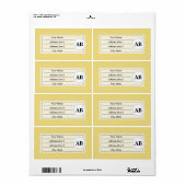 Étiquette Couleur uni jaune avec monogramme (Feuille entière)