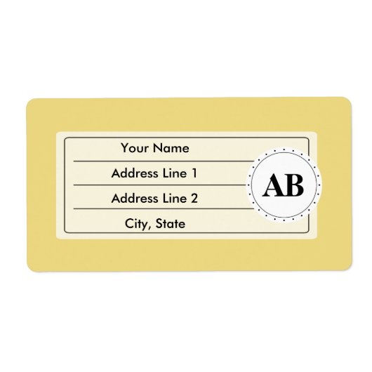 Étiquette Couleur unie jaune chamois avec monogramme (Devant)