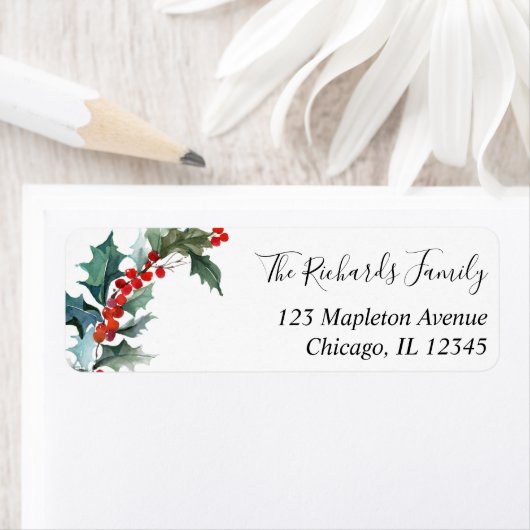 Étiquette Couleur verte rouge de Noël (En situation)