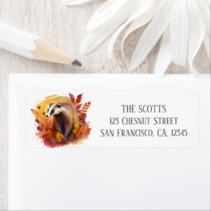 Étiquette Couleurs d'automne Aquarelle Badger Adresse de ret