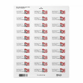 Étiquette Couleurs de l'école noire et rouge 2025 (Feuille entière)