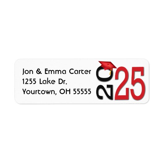 Étiquette Couleurs de l'école noire et rouge 2025 (Devant)