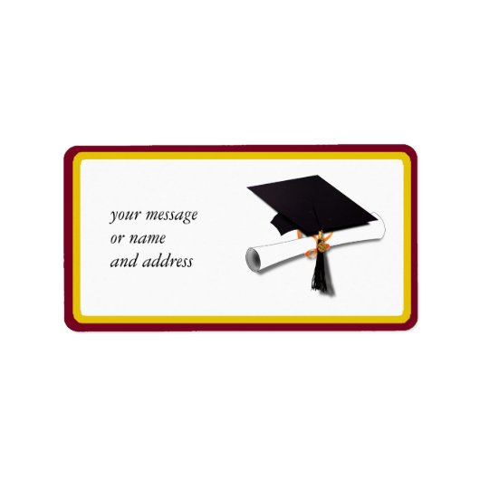 Étiquette Couleurs de l'école or et rouge pour le diplômé (Devant)