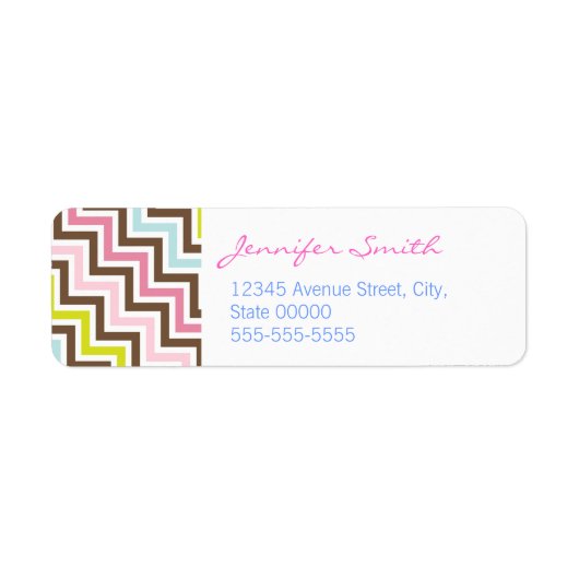 Étiquette Couleurs Diagonal Zigzag Chevron Motif (Devant)