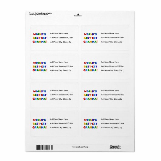 Étiquette Couleurs lumineuses du Meilleur-est Gramma du (Feuille entière)