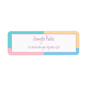 Étiquette Couleurs Pastel tendance à la main Nom du script D
