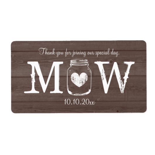 Étiquette Country chic bocal de mason mariage bouteille d'ea (Devant)