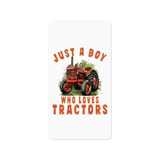 Étiquette Country Life Boy qui aime les tracteurs (Devant)
