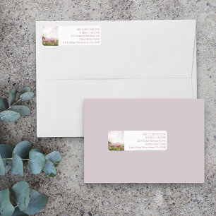 Étiquette Country Meadow Watercolor Dusty Adresse du Rose