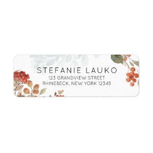 Étiquette Country Rustic Fall Foliage Aquarelle Adresse