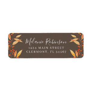 Étiquette Country Rustic Leaves Autumn Return Address Label