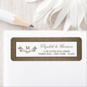 Étiquette Country Rustic Monogramme Branche & Mariage Burlap (En situation)
