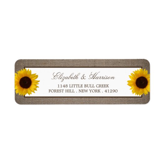 Étiquette Country Rustic Tournesol & Mariage Burlap (Devant)