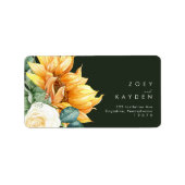 Étiquette Country Sunflower Dark mariage vert adresse RSVP (Devant)
