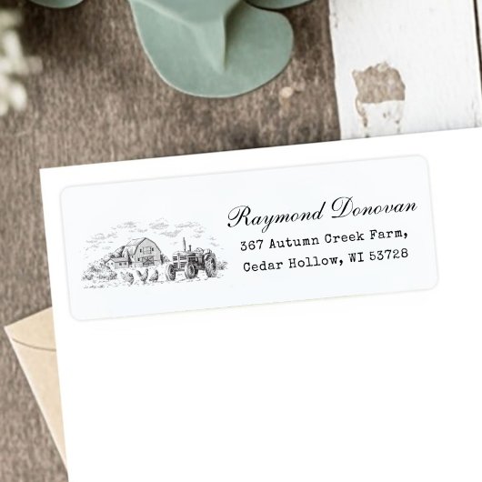 Étiquette Countryside Rustic Barn Farmhouse Return Address