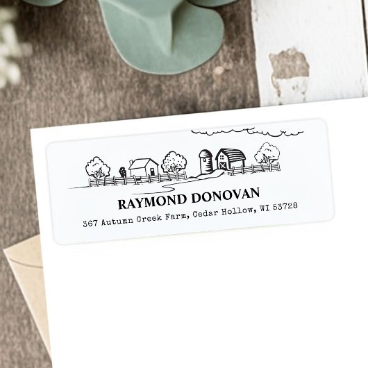 Étiquette Countryside Rustic Farmhouse Return Address 