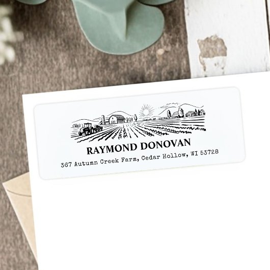 Étiquette Countryside Rustic Farmland Return Address 