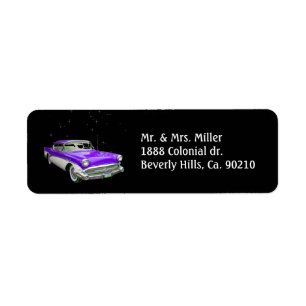 Étiquette Coup classique pourpre d'anniversaire de voiture