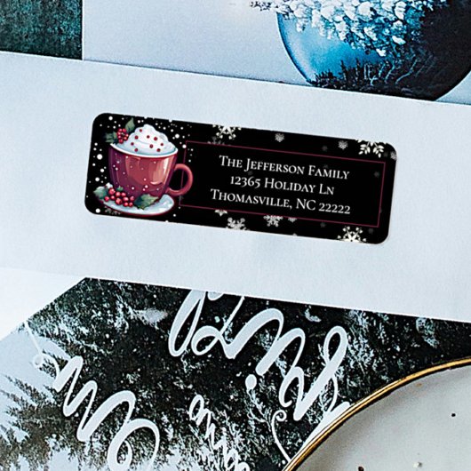 Étiquette Coupe de Noël au chocolat chaud personnalisée