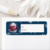 Étiquette Coupe de Noël de chocolat chaud | Cadeau bleu (En situation)