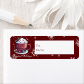Étiquette Coupe de Noël de chocolat chaud | Cadeau rouge (En situation)