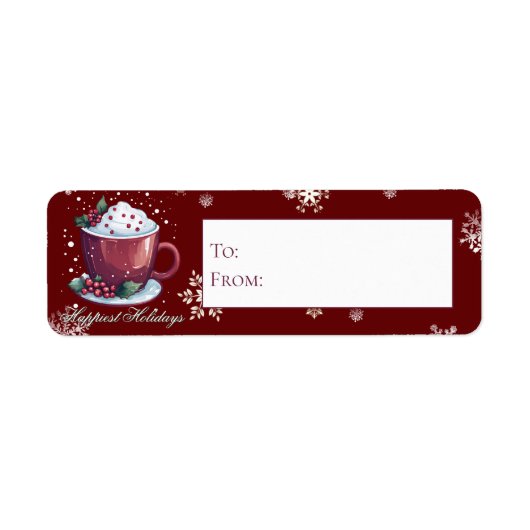 Étiquette Coupe de Noël de chocolat chaud | Cadeau rouge (Devant)
