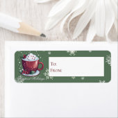 Étiquette Coupe de Noël de chocolat chaud | Cadeau vert (En situation)