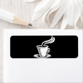 Étiquette Coupe et soucoupe de café rétro (En situation)