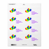 Étiquette Couple Arc-en-ciel Cœurs (Feuille entière)