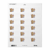 Étiquette couple d'ours en peluche mignon romance sur banc b (Feuille entière)