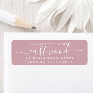 Étiquette Couple Nom Blanc Sur Dusty Rose