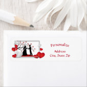 Étiquette Couple romantique Silhouette Coeurs rouges Personn (En situation)