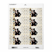 Étiquette Couple romantique sur damassé blanc (Feuille entière)