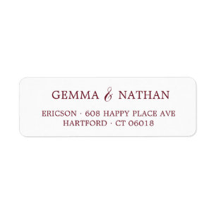 Étiquette Couples Nom Mariage Bourgogne Adresse de retour
