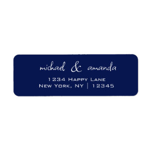 Étiquette Couples Simple Minimal informel bleu marine foncé