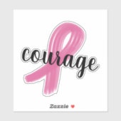 Étiquette Courage rose Ruban Cancer du Sein (Feuille)