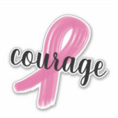 Étiquette Courage rose Ruban Cancer du Sein (Devant)