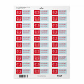 Étiquette Courbe de Noël moderne rouge et bleu (Feuille entière)